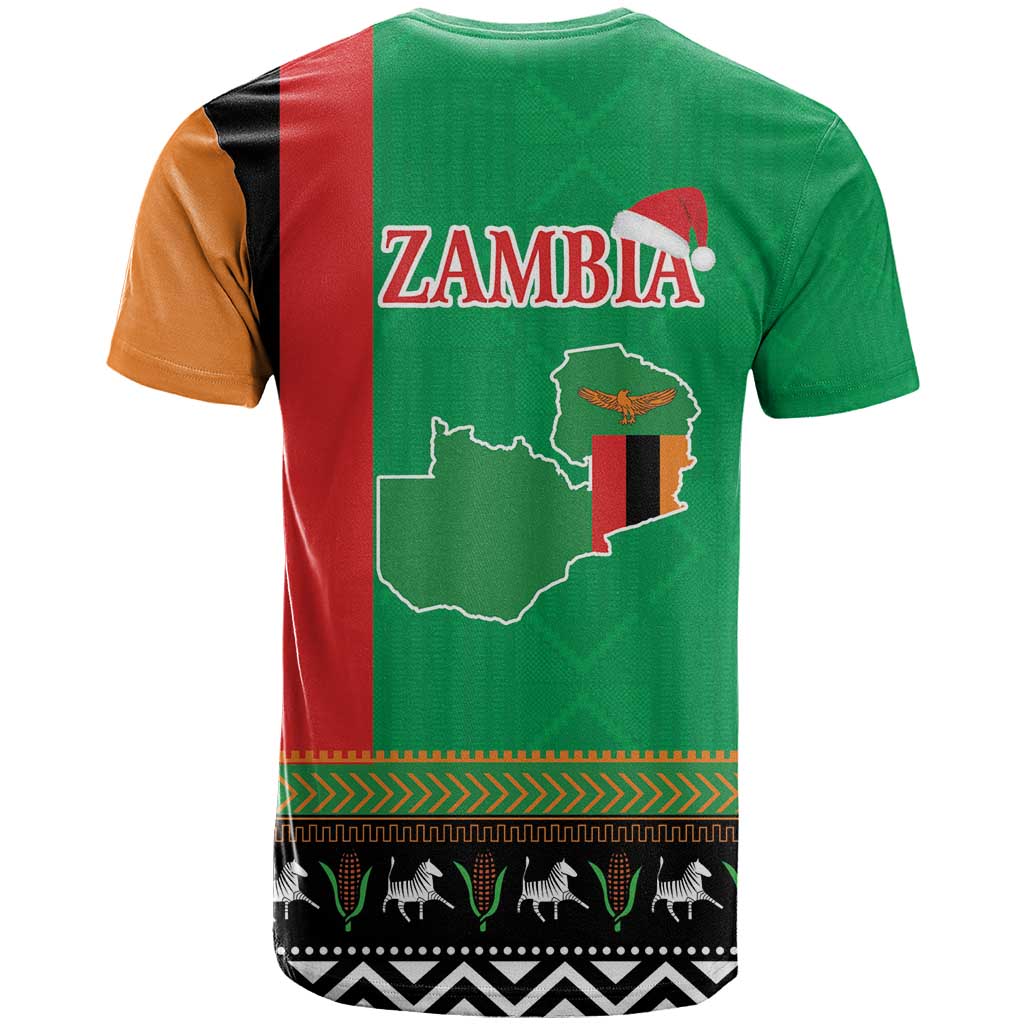 Zambia Christmas T-Shirt One Zambia One Nation With Kente Pattern Graphic Tee
