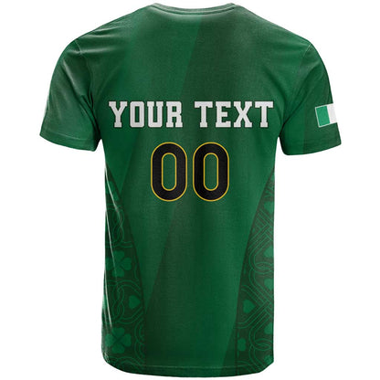 Custom Ireland Rugby T-Shirt Shamrock With Ireland Flag Colors Graphic Tee