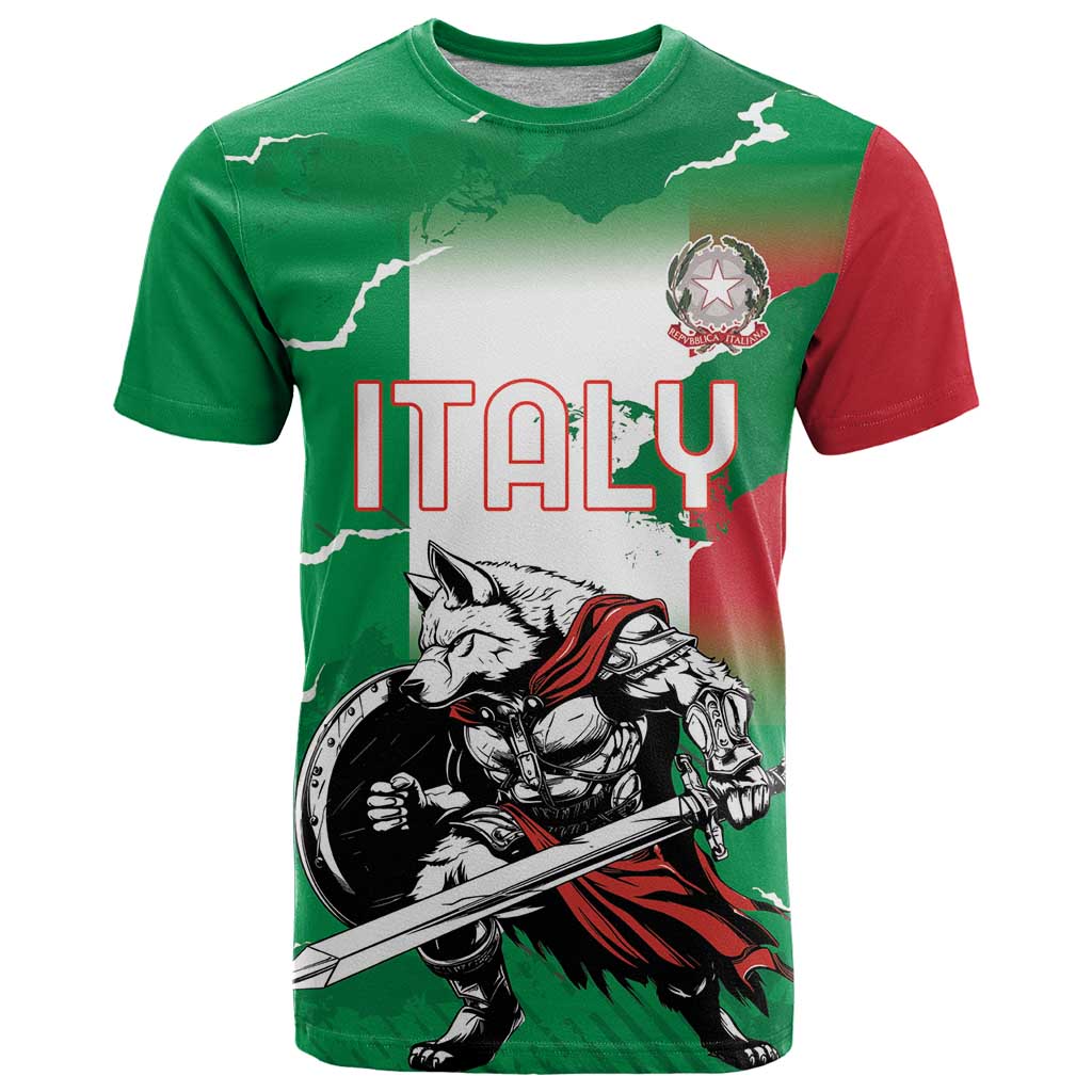 Personalized Italy T-Shirt Wolf Warrior Grunge Style Graphic Tee