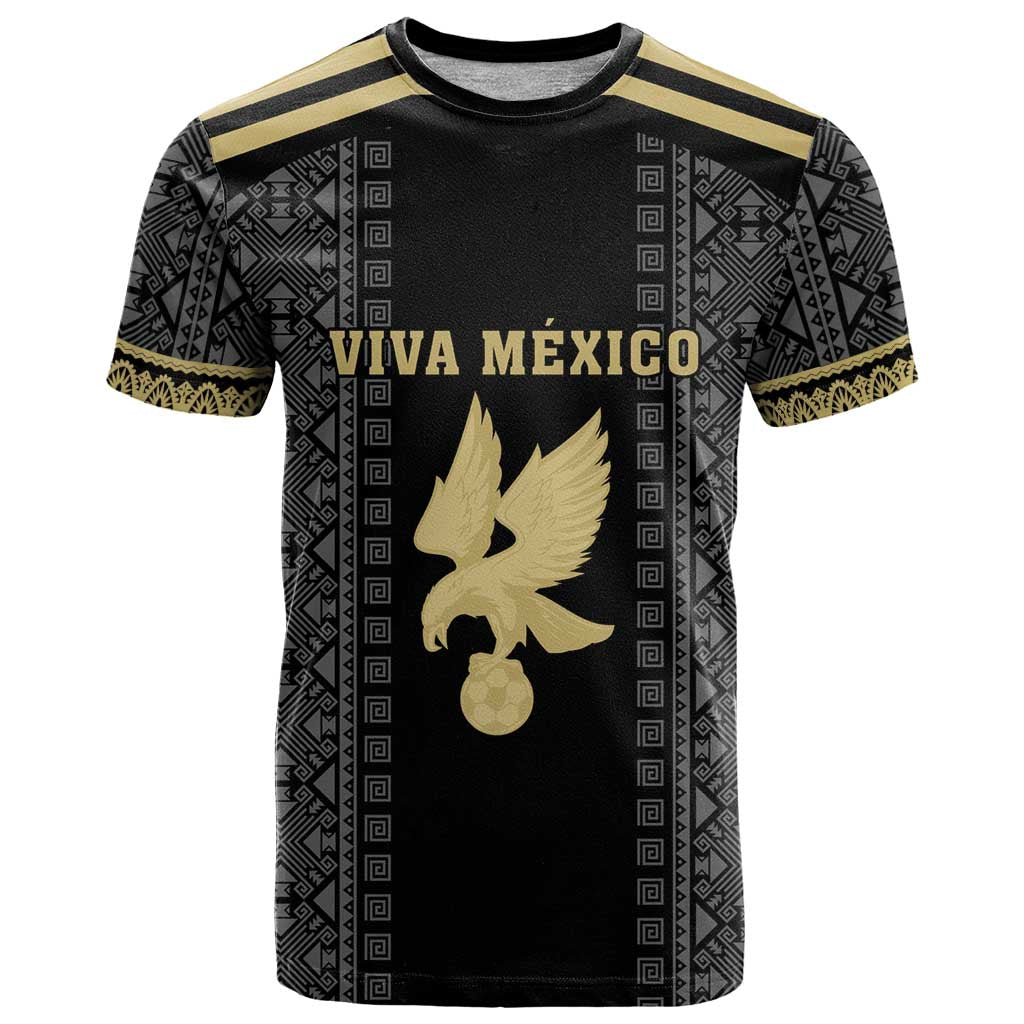 Custom Mexico Football T-Shirt El Tri Aztec Pattern Back Version Graphic Tee