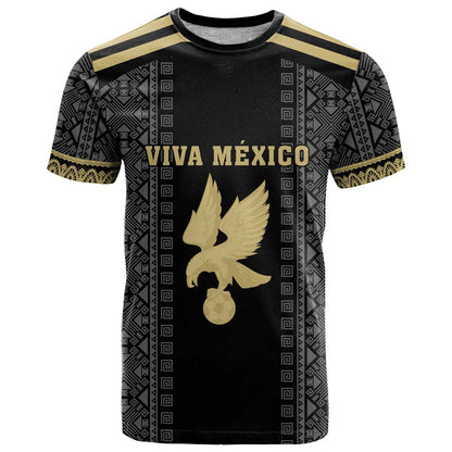 Custom Mexico Football T-Shirt El Tri Aztec Pattern Back Version Graphic Tee