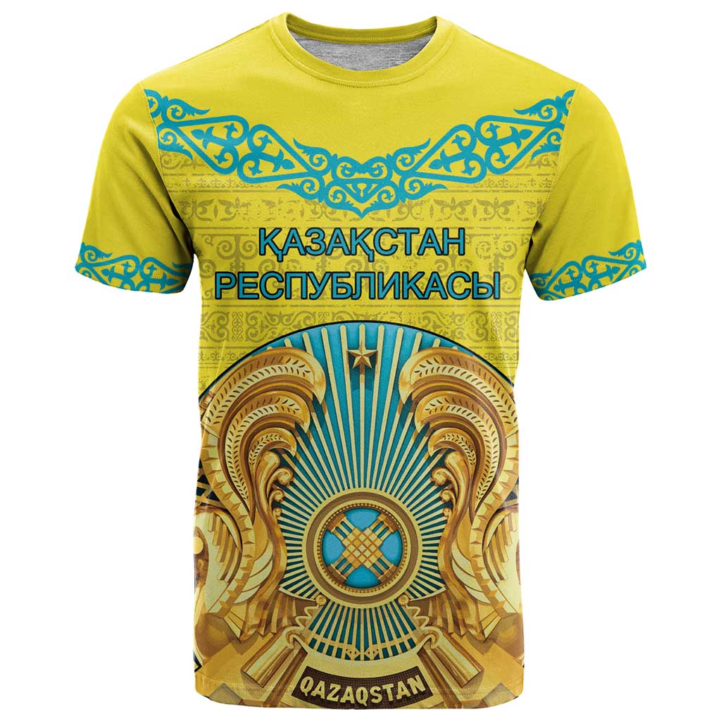 Personalized Kazakhstan Emblem T-Shirt Kazakh Pattern Graphic Tee