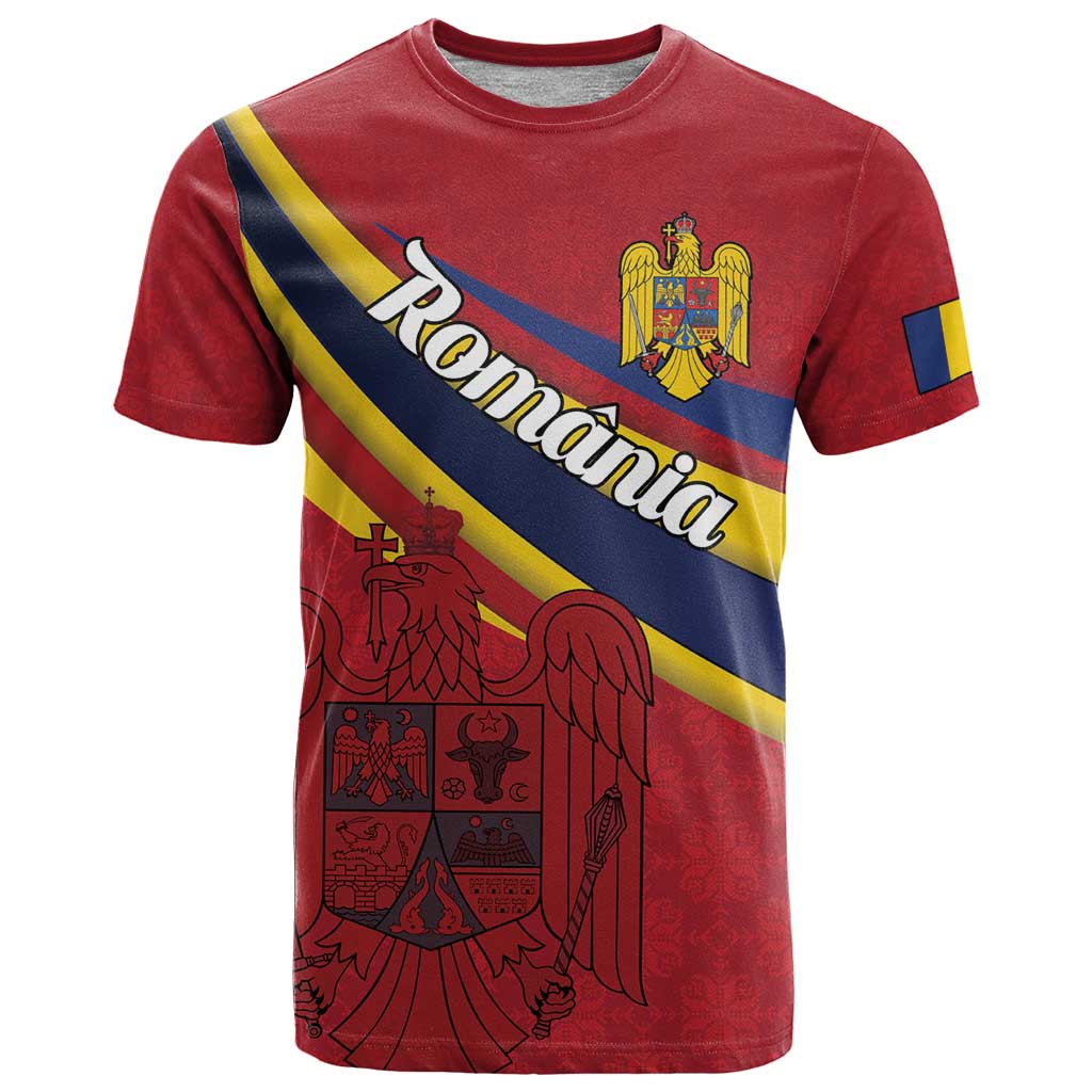 Personalized National Flag Of Romania Day T-Shirt Coat of arms Graphic Tee