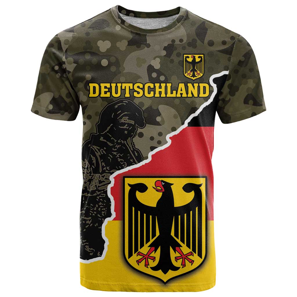 Custom Germany 1990 T-Shirt Coat Of Arms With Camo Patterns Graphic Tee