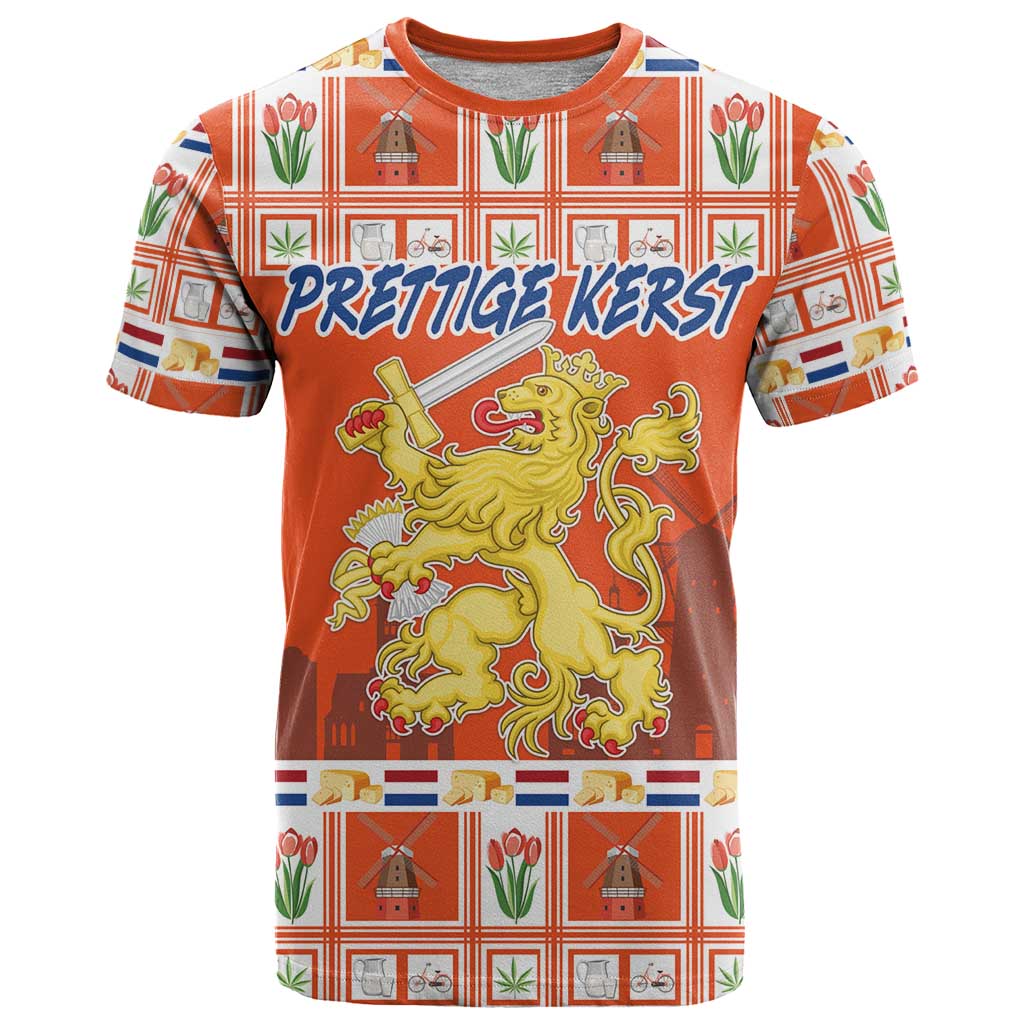 Personalized Netherlands Christmas T-Shirt Coat Of Arms - Prettige Kerst Graphic Tee