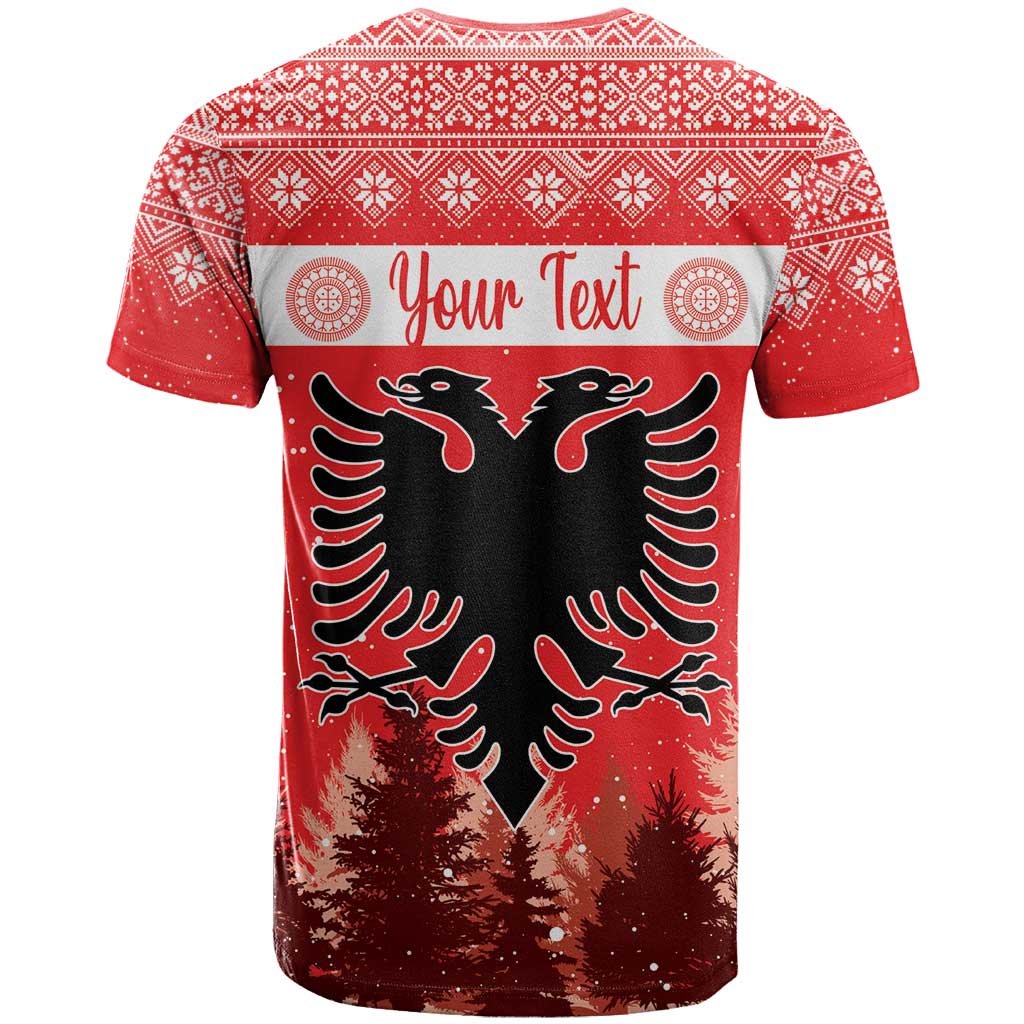 Personalized Albania Christmas T-Shirt The Double-headed Eagle Christmas Pattern Graphic Tee