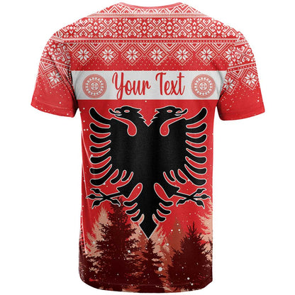 Personalized Albania Christmas T-Shirt The Double-headed Eagle Christmas Pattern Graphic Tee