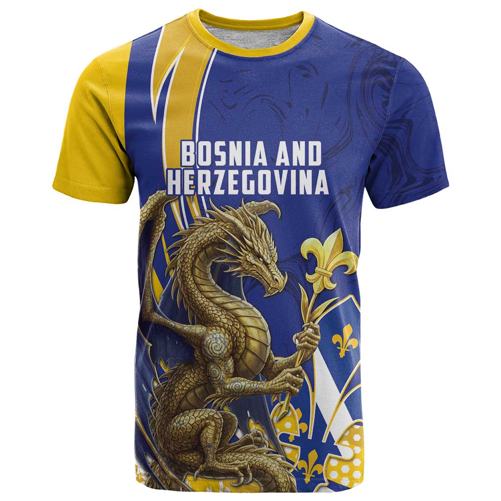 Bosnia and Herzegovina Independence Day Personalized T-Shirt Medieval Dragon Fleur-de-Lis Patriotic Graphic Tee