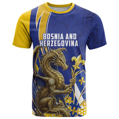 Bosnia and Herzegovina Independence Day Personalized T-Shirt Medieval Dragon Fleur-de-Lis Patriotic Graphic Tee