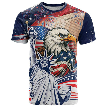United States Fourth Of July T-Shirt Eagle Dead With American Flag Graphic Tee
