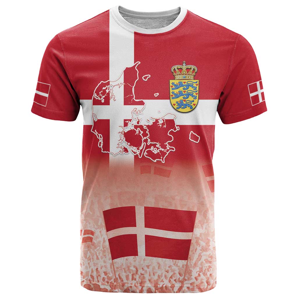 Danish National Flag Day T-Shirt Coat Of Arms With Map Graphic Tee