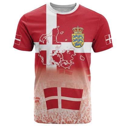Danish National Flag Day T-Shirt Coat Of Arms With Map Graphic Tee