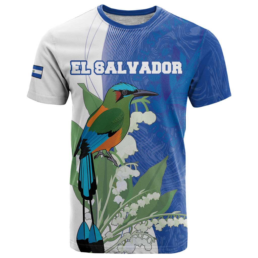 Personalized El Salvador Turquoise Browed Motmot T-Shirt With Yucca Flowers Graphic Tee