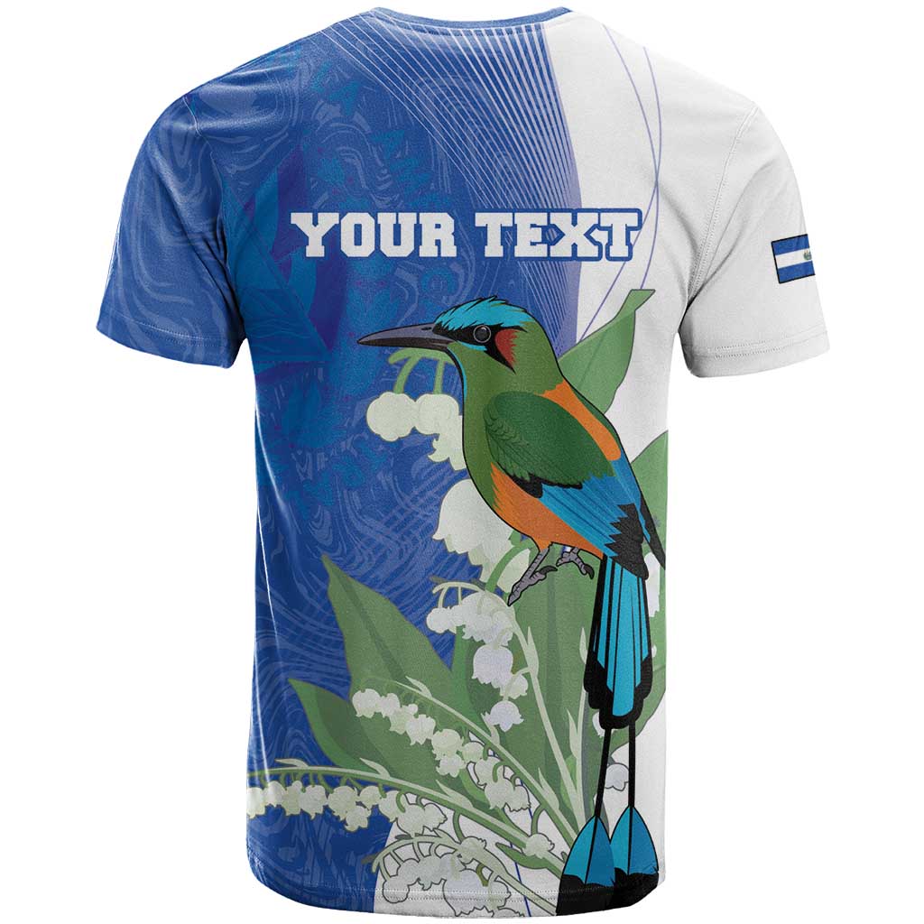 Personalized El Salvador Turquoise Browed Motmot T-Shirt With Yucca Flowers Graphic Tee