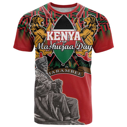 Personalized Kenya Mashujaa Day T-Shirt Mzee Jomo Kenyatta With Coat Of Arms Graphic Tee
