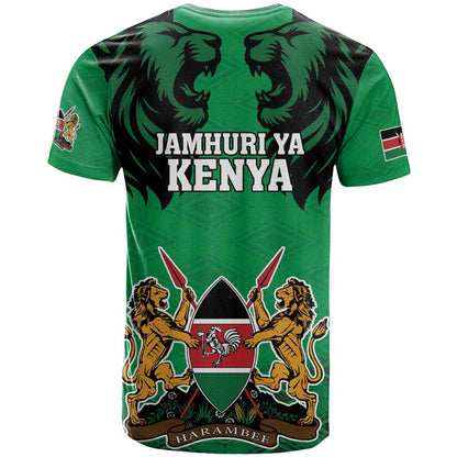 Kenya National Heroes Day T-Shirt Mashujaa With Lion Head And Coat Of Arms Graphic Tee