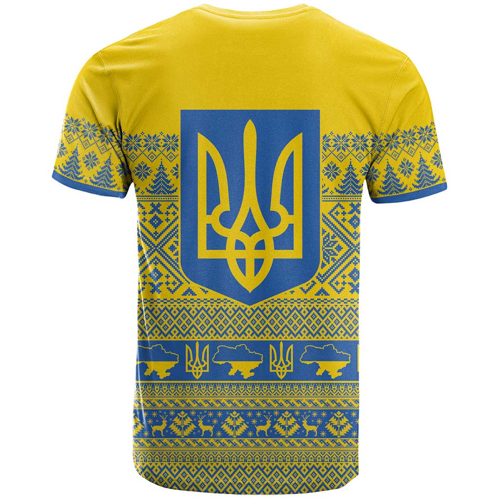Ukraine Trident Christmas T-Shirt Vyshyvanka Patterns Graphic Tee