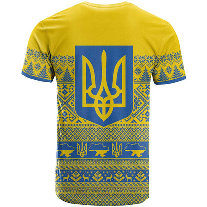 Ukraine Trident Christmas T-Shirt Vyshyvanka Patterns Graphic Tee