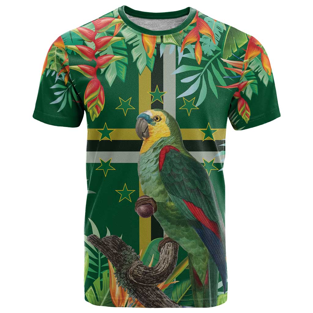 Dominica Sisserou Parrot T-Shirt Tropical Flower Flag Style Graphic Tee