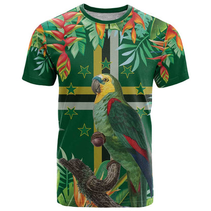Dominica Sisserou Parrot T-Shirt Tropical Flower Flag Style Graphic Tee