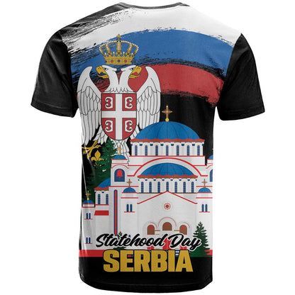 Serbia Statehood Day T-Shirt Saint Sava with Serbian Eagle Graphic Tee
