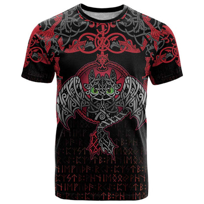 Black Dragon Vikings T-Shirt Graphic Tee