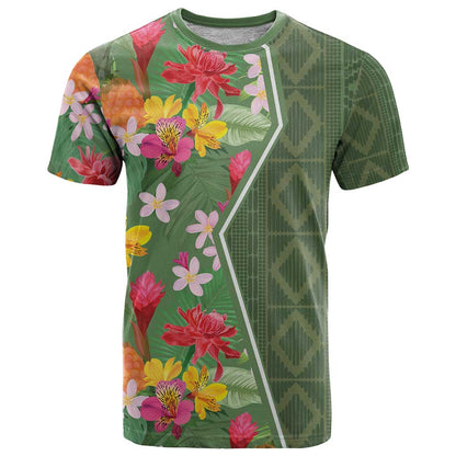 Africa Tropical Flowers T-Shirt Green Version Graphic Tee