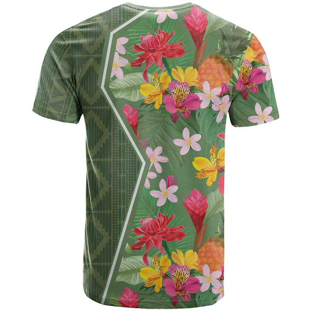 Africa Tropical Flowers T-Shirt Green Version Graphic Tee
