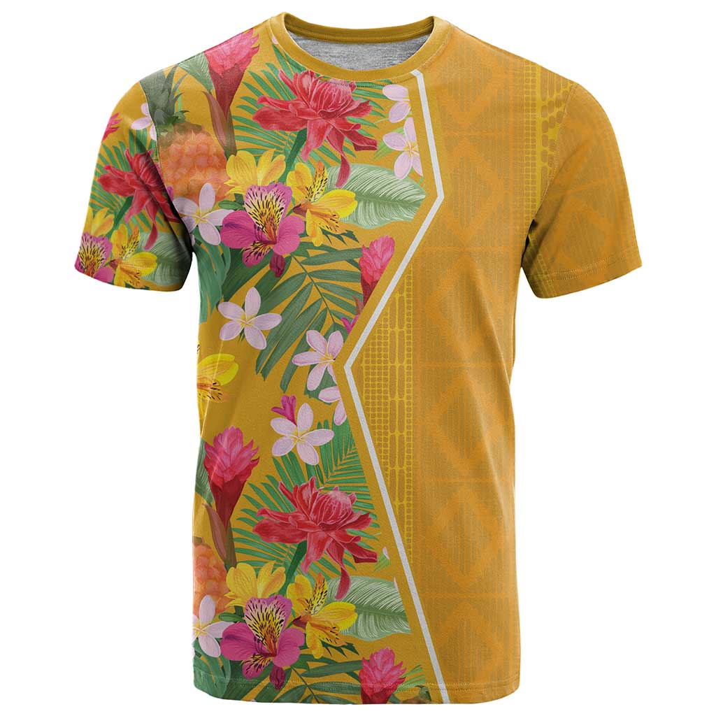 Africa Tropical Flowers T-Shirt Yellow Version Graphic Tee
