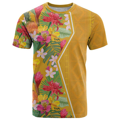 Africa Tropical Flowers T-Shirt Yellow Version Graphic Tee