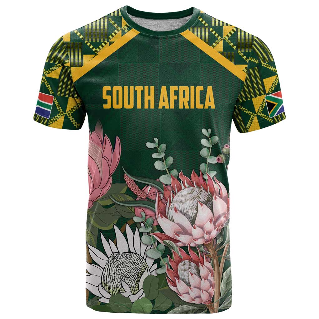 Personalized South Africa King Protea T-Shirt With Kente Patterns Graphic Tee