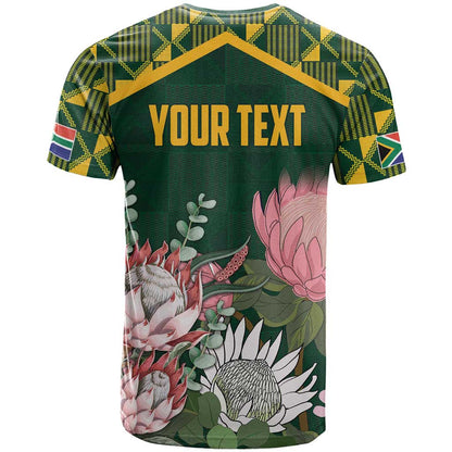 Personalized South Africa King Protea T-Shirt With Kente Patterns Graphic Tee