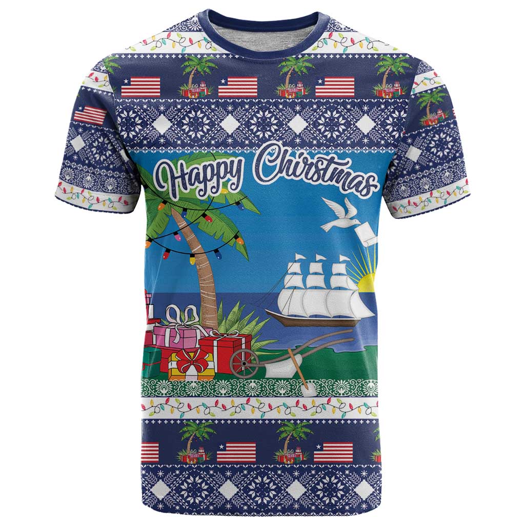 Personalized Liberia Christmas T-Shirt The Love of Liberty Brought Us Here Graphic Tee