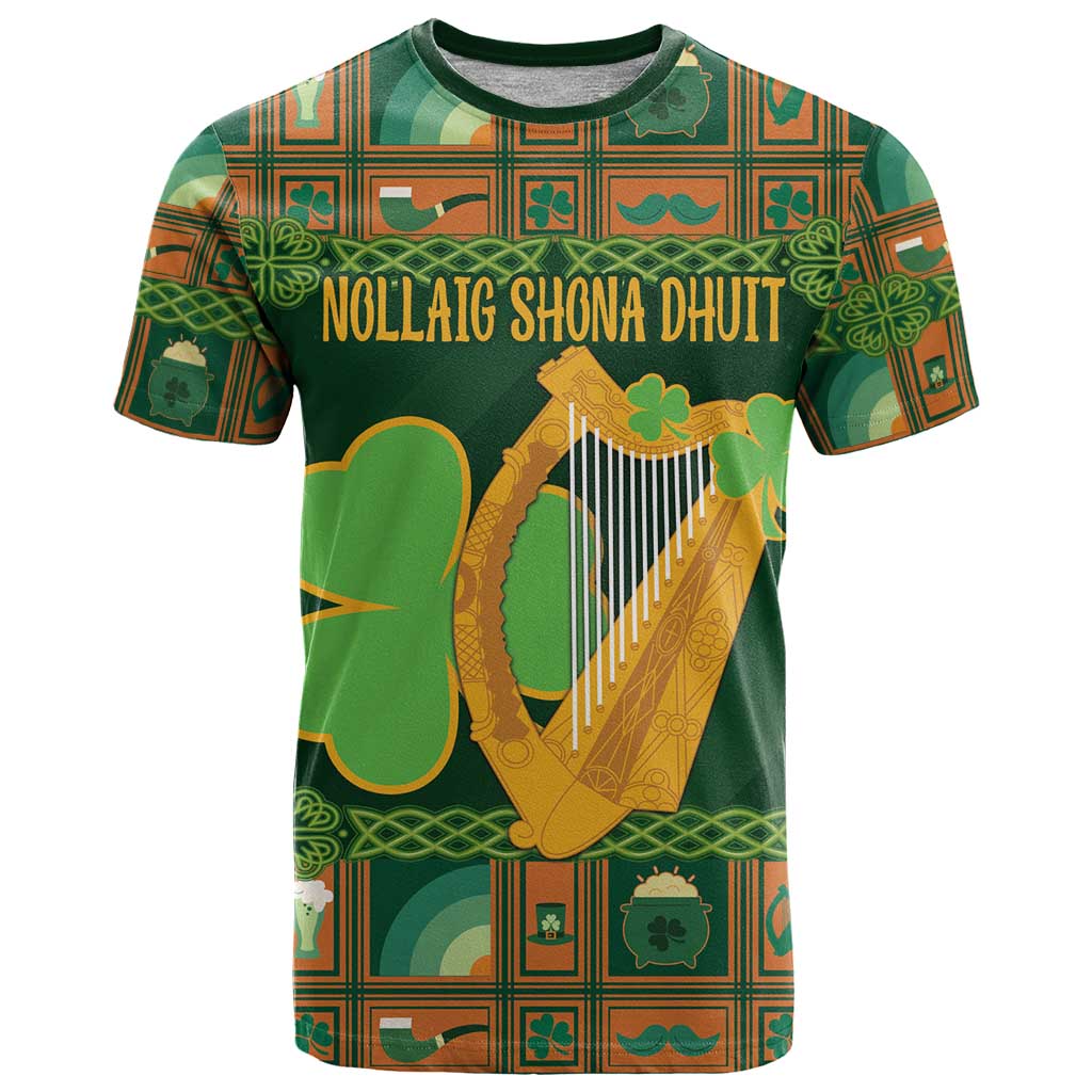 Personalized Ireland Christmas T-Shirt Irish Harp With Lucky Shamrock Graphic Tee