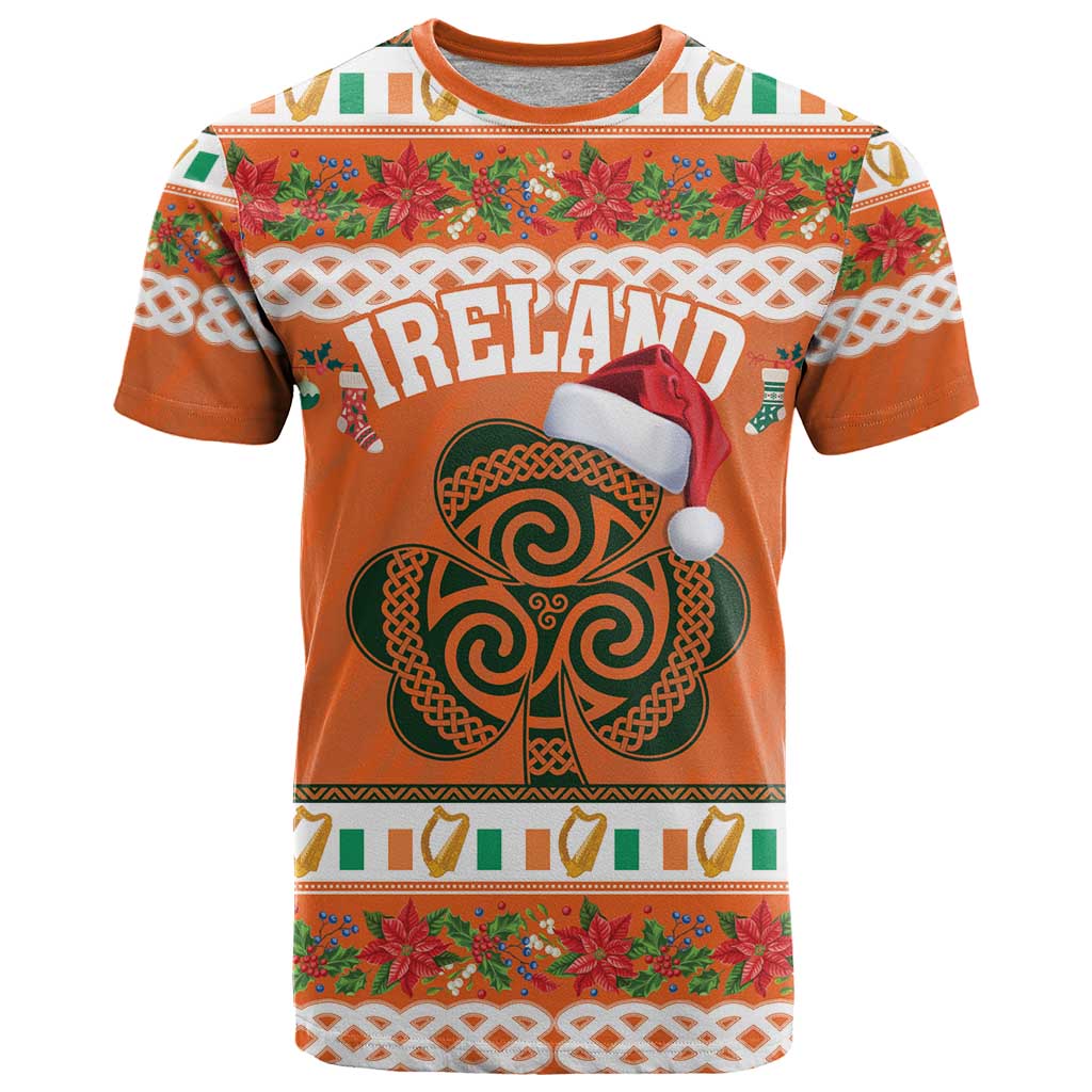Personalized Ireland Christmas T-Shirt Irish Shamrock Celtic Nollaig Shona Dhuit Graphic Tee