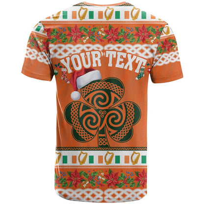 Personalized Ireland Christmas T-Shirt Irish Shamrock Celtic Nollaig Shona Dhuit Graphic Tee