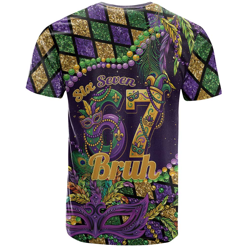 Six Seven Mardi Gras T-Shirt 67 Carnival Mask Beads Graphic Tee