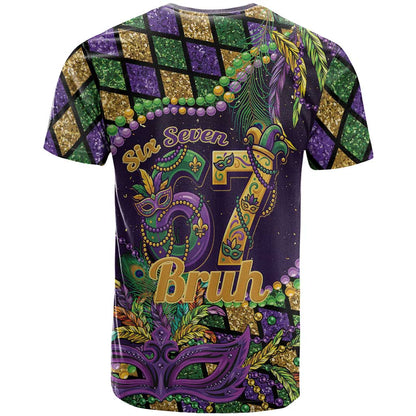Six Seven Mardi Gras T-Shirt 67 Carnival Mask Beads Graphic Tee