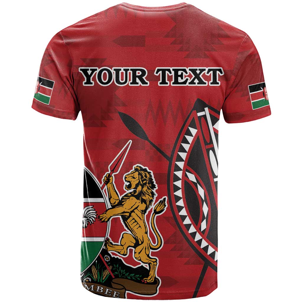 Personalized Kenya Coat Of Arms T-Shirt Ethnic Seamless Pattern Graphic Tee
