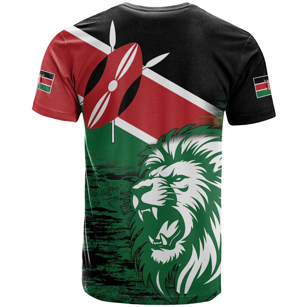 Kenya Lion Head T-Shirt Flag Style Graphic Tee