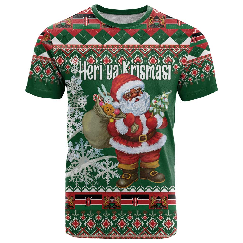 Personalized Kenya Christmas T-Shirt African Santa Claus - Heri ya Krismasi Graphic Tee