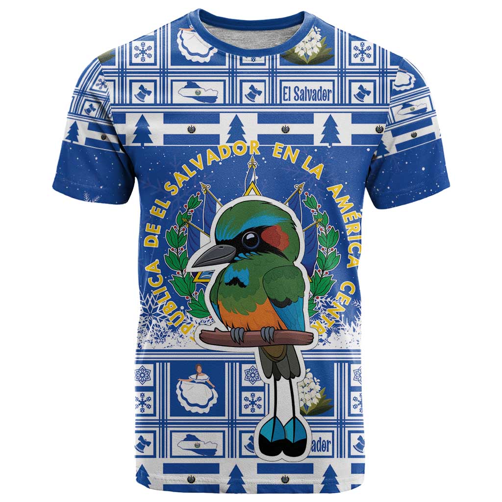 El Salvador Christmas T-Shirt The Torogoz Cartoon With Coat Of Arms Graphic Tee