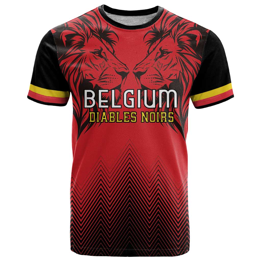 Custom Belgium Rugby T-Shirt Diables Noirs Lion Head Graphic Tee