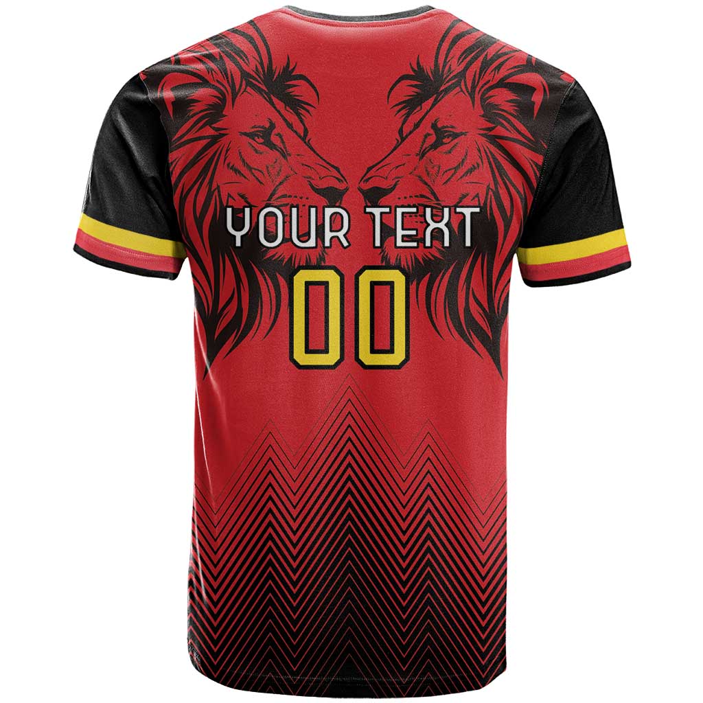 Custom Belgium Rugby T-Shirt Diables Noirs Lion Head Graphic Tee