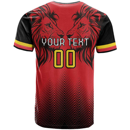 Custom Belgium Rugby T-Shirt Diables Noirs Lion Head Graphic Tee