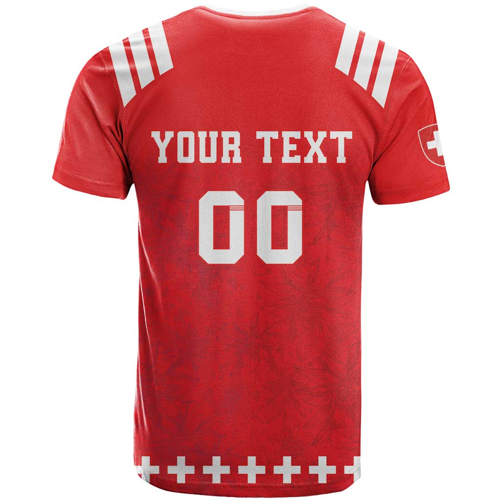 Custom Switzerland Rugby T-Shirt Edelweis Pattern Graphic Tee