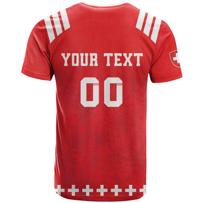 Custom Switzerland Rugby T-Shirt Edelweis Pattern Graphic Tee