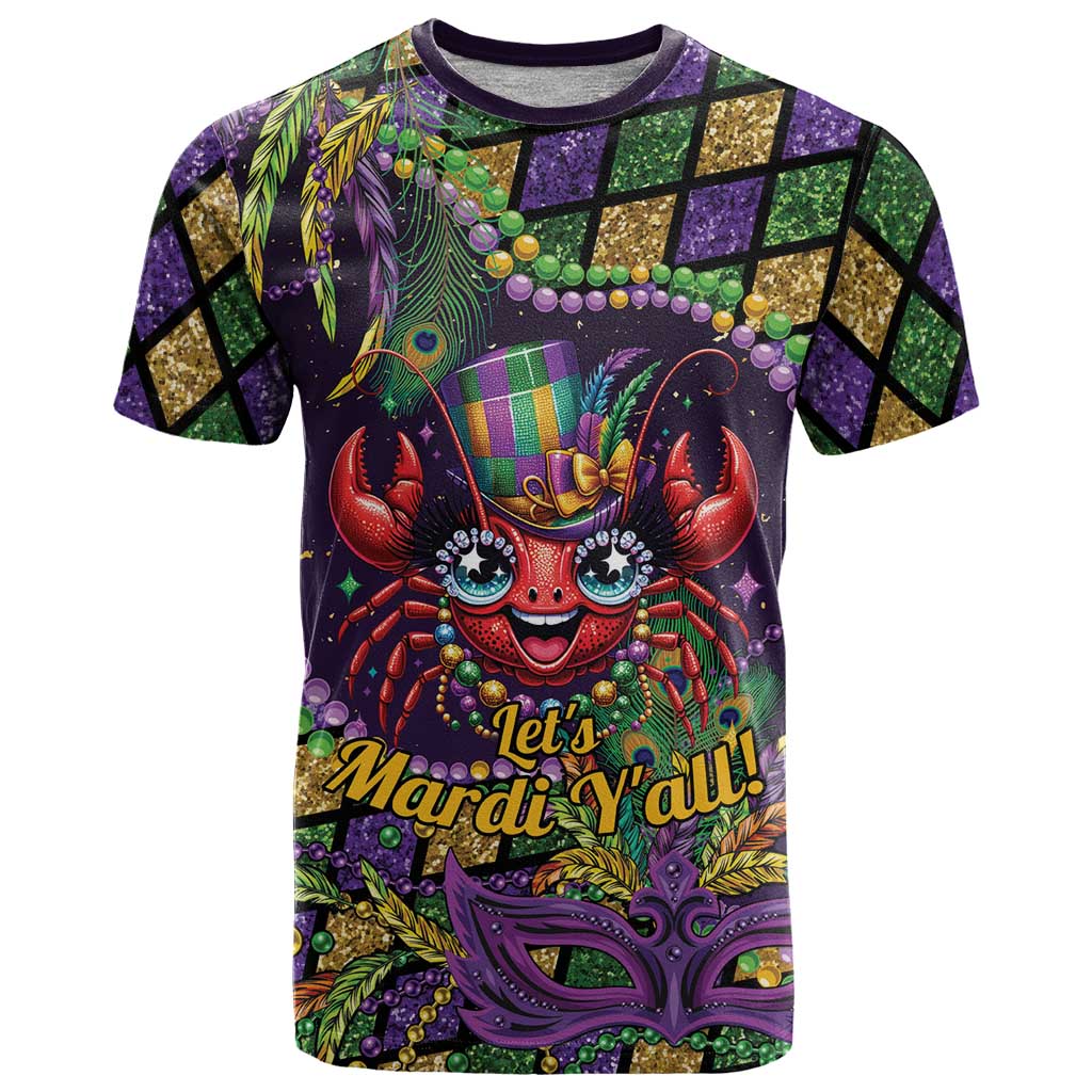 Mardi Gras Crawfish T-Shirt Let's Mardi Y'all Graphic Tee