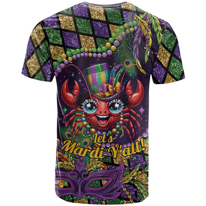 Mardi Gras Crawfish T-Shirt Let's Mardi Y'all Graphic Tee