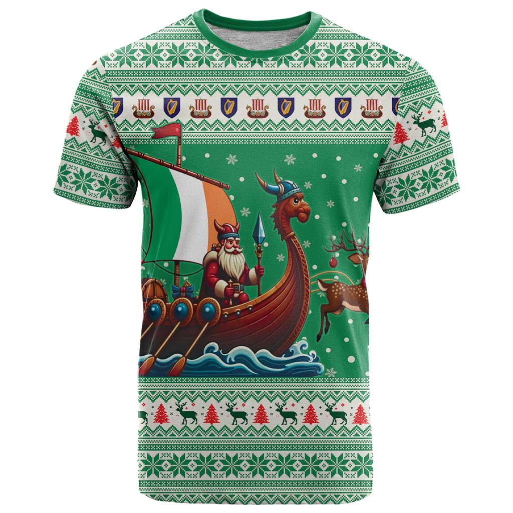 Ireland Viking Santa Christmas T-Shirt Funny Reindeer Norse Xmas Graphic Tee